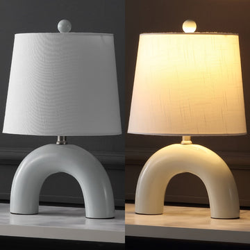 Zadie 17.75" Scandinavian Minimalist Ceramic Arch LED Table Lamp - JONATHAN Y